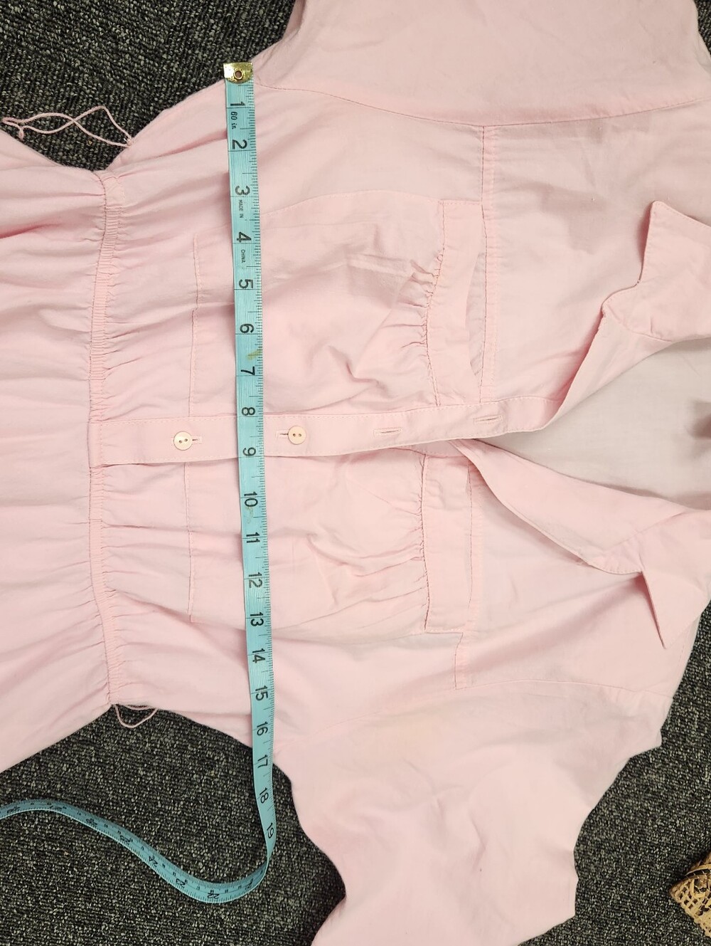 Vintage Stuart Alan Petites Pink Cotton Midi Shirt Dress Elastic Waist - Picture 8 of 10